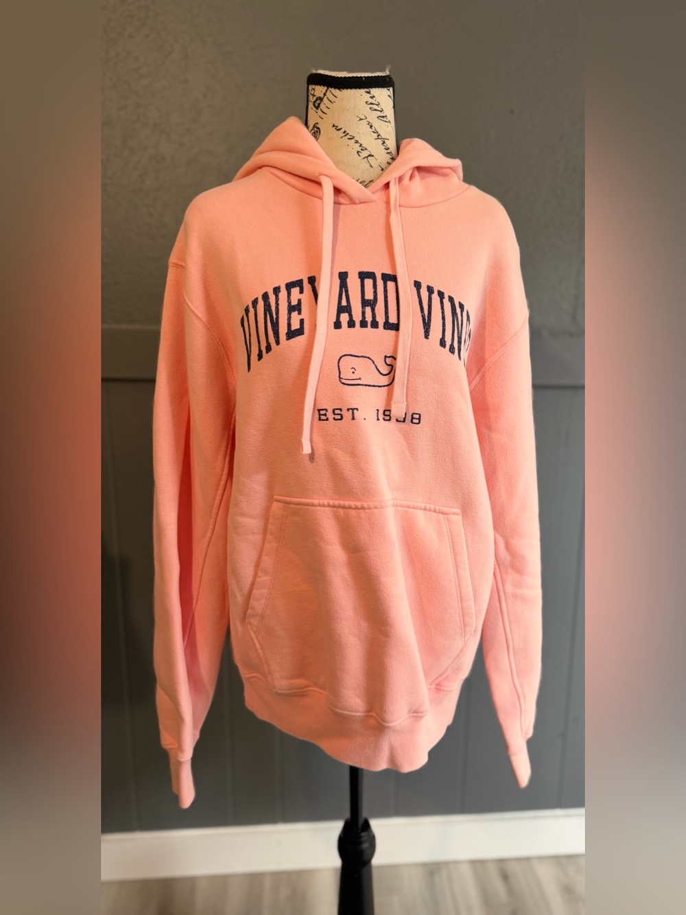 Vineyard Vines Coral Pink Whale Tag Hoodie